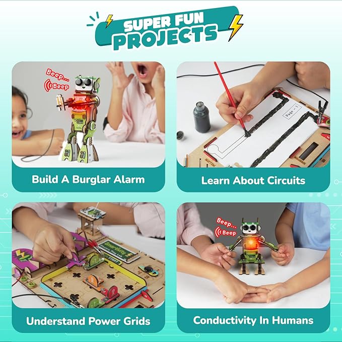 Smartivity Electro Play Lab for Kids Ages 8, 9, 10, 11, 12, 13, 14 Years Old I Electricity Kit with 9 Circuits Experiements & DIY Robot | STEM Science Project Kit | Birthday Gift for Boys & Girls