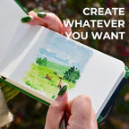 Funto Watercolor Journal, 3.5x5.5, 2 Pack, 24 Sheets Each, Green Cloth Cover, 110lb/230gsm, Suitable for Techniques and Mixed Media