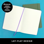 PAPERAGE Recycled Lined Journal Notebook, (Olive), 160 Pages, Medium 5.6 in x 8 in - 100 GSM Thick Paper – College Ruled, Hardcover Journaling Notebook for Work, School & Note Taking