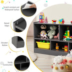 KOTEK Toy Storage Organizer, 5 Cubby Kids Bookshelf, Wooden 3-Tier Bookcase Storage Cabinet, Open Display Book Shelf for Daycare, Nursery, School Classroom, Playroom & Living Room (Grey, 5 Cubes)