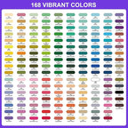 DICEKOO 168 Colors Acrylic Paint Markers, Soft Brush Tip Pens with Automatic Ink Control System, Waterproof, Quick-Drying, Lightfast, for Rock Painting, Canvas, Wood, Egg & DIY Crafts Art Supplies