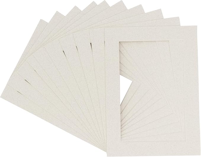Pack of 25 Acid Free 8.5x11 Mats Bevel Cut for 7x9 Photos - Oyster Shell White Precut Matboards With Backing Boards and Clear Photo Mat Bags For Pictures, Photos, Framing - 4-ply Thickness