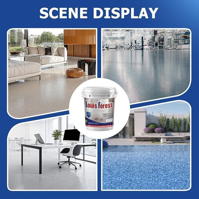 Louis Forest Epoxy Floor Paint, High-Gloss Marble Effect Coating, Epoxy Colored Sand Floor Paint, Wear-Resistant and Non-Slip for Indoor Outdoor (0.5KG-Colorful)