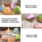 6 Pack Candle Molds for Candle Making, Moldes para Velas, Geometric Figure Silicone Candle Molds for DIY Scented Candle, Soy Wax, Cake, Soap, Resin Casting Craft Making