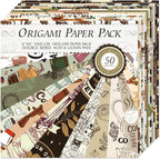 Square Origami Paper 6x6 Double Sided 50 Sheets 50 Colors 70GSM Origami Kit Japanese Chiyo Easy Fold Arts Crafts DIY Handwork Beginner Coffee