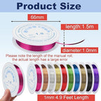 1 mm Dia. 10 Rolls Copper Jewelry Wire, 10 Assorted Colors Beading Wire for Jewelry Making Bracelet Earrings Rings Necklaces Flower Craft Projects