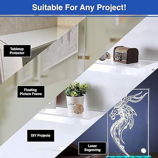 Duco USA-Made Clear Cast Acrylic Sheet 1/8 Inch Thick 24" x 24" - 8 Pack of Transparent Plexiglass Sheet - Lightweight Acrylic Board for Window Replacements, Displays, Signs, and More
