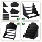 Barydat 2 Pcs 4 Tier Greeting Card Display Stand Wooden Sticker Display Stand Portable Card Display Rack for Vendors Retail Counter Table Display Trade Shows Showcase (Black,11.8 Inch)