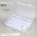2Pack 24 Grids Craft Organizers and Storage Bead Organizer Tackle Box Organizer with Adjustable Divider, Plastic, Clear