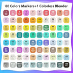 80 Colors Alcohol Markers Set, Dual Tips Blender Art Markers for Drawing Sketching Coloring Artist Pens and Underlining, Professional Permanent Sketch Marker for Kids Adult Coloring