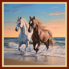 Disxvivy Cross Stitch Stamped Full Embroidery Kits DIY 11CT Cotton Thread Printed DIY Needlepoint Kits Craft Needlework Set Cross-Stitch Stamped Sets-Beach Steed 18x18 inch