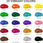 ABEIER Acrylic Paint, 20 Colors (250 ml/8.45oz) Acrylic Paint Bottle Set, Non-Toxic, Rich Pigments Bulk Painting Supplies for Canvas Crafts Wood Ceramic, Ideal for Artists, Beginners and Students