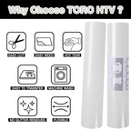 TORC White Glitter HTV Heat Transfer Vinyl Roll 12 inch x 20 ft Sparkly Iron on Vinyl for T Shirts Crafts Bulk