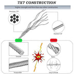 1/8" Wire Rope | 165FT Stainless Steel Cable with Cable Cutter | 7x7 Strand Core for Railing, Hanging, Garden Wire