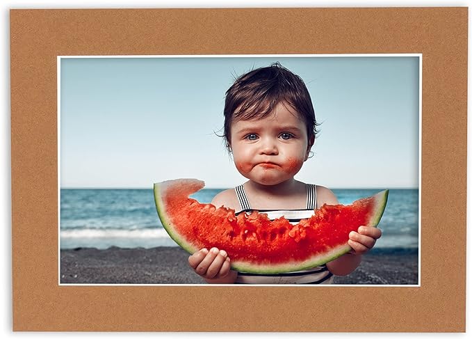 8x10 Mat Bevel Cut for 5x8 Photos - Acid Free Aged Oak Brown Precut Matboard With Backing Board and Crystal Clear, Self Seal Photo Mat Bag - For Pictures, Photos, Framing - 4-ply Thickness