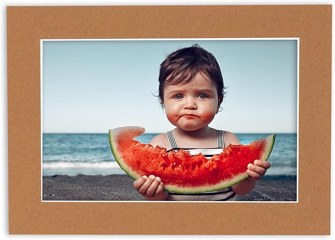 Pack of 25 Acid Free 8x10 Mats Bevel Cut for 6x8 Photos - Aged Oak Brown Precut Matboards For Pictures, Photos, Framing - 4-ply Thickness