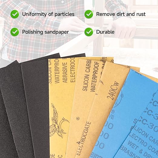 Sandpaper 3000 Grit, Wet Dry Sanding Sheets 9x3.6 inch for Wood Furniture Finishing, Metal Sanding and Automotive Polishing,21 -Sheet
