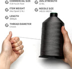 Extra Strong Bonded Nylon Thread #138 Tex135 – 16 OZ, 3000yds, Versatile Stitching Solution for Leather, Upholstery, Canvas Repair and More (Dark Gray)