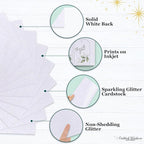 Cardstock Warehouse Diamond Print Inkjet Glitter - Premium White Glitter Cardstock Paper – 15 Sheets, 8.5 x 11" - 104 lb/280 GSM for Inkjet Printing, Die-Cutting, Card Making, Crafts, and DIY Projects