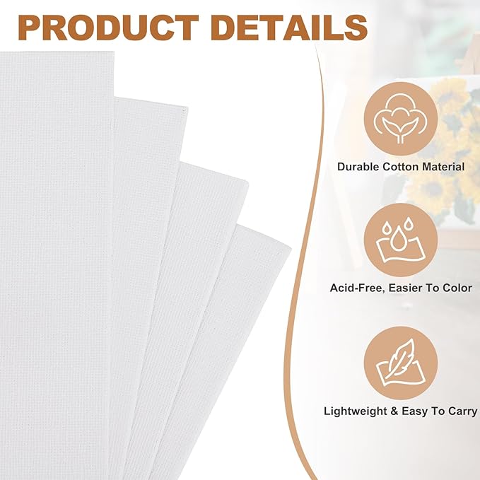 MECCANIXITY Canvas Boards for Painting, 10x10 Cotton Blank Primed Art Canvas Panels Acid-Free for Painting Supplies Oil Acrylic Tempera Watercolor Pouring Paint Artists(White, Pack of 10)