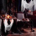 Boao Halloween Cheese cloth 27.56 x 295.28 Inch White Black Cheesecloth Roll for Crafts Large Cotton Muslin Gauze Fabric for Halloween Outdoor & Indoor Spooky Decoration