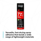 3M Super 77 Multipurpose Permanent Spray Adhesive Glue, Low VOC, Paper, Cardboard, Fabric, Plastic, Metal, Wood, Net Wt 18 oz