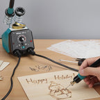 YIHUA 939-VI Dual Wood Burning Pen Wood Burning Kit with 23 Wire Nib in Varied Shapes, Detachable Pyrography Pen, 6 Wood Pieces, 6 Stencils and Screw Driver, Tweezers Used as Wood Burning Tool