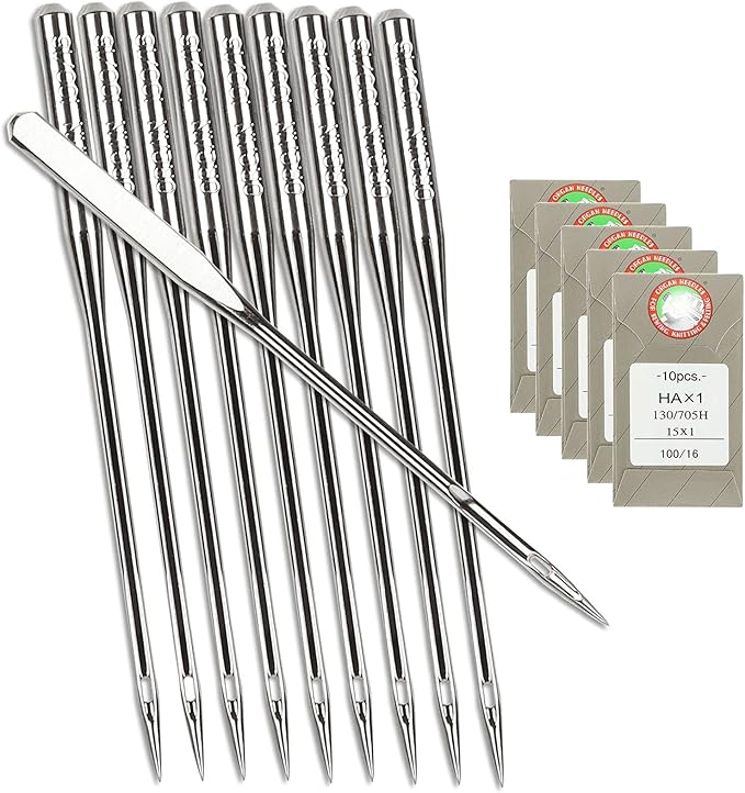 50 Pcs Sewing Machine Needles for Brother, Size 100/16 130/705H HAx1 Embroidery Machine Needles for Brother Sewing Machine (5 Pack of 10 Needles)