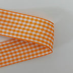 Micomon Orange Gingham Plaid Checked Ribbon 25 Yard Each Roll 100% Polyester (1", Orange)