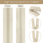 DOITEM 24 Yards 8 Pieces Sewing Zippers #3 Nylon Coil Zippers Assorted Zipper for Sewing with 32 Zipper Sliders for DIY Tailor Sewing Crafts Supplies, 8 Color