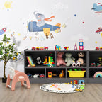 KOTEK Toy Storage Organizer, 5 Cubby Kids Bookshelf, Wooden 3-Tier Bookcase Storage Cabinet, Open Display Book Shelf for Daycare, Nursery, School Classroom, Playroom & Living Room (Grey, 5 Cubes)