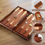 Handcrafted Wooden Backgammon Set - 16x15.3inch, Oversized Pieces, Intricate Carvings, Premium Travel Game Board for Adults & Kids (Star)