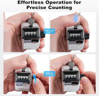 Clicker Counter, Metal Hand Tally Counter Clicker with 4 Digit Display, Pitch Counter for Golf Stroke, Baseball, Coaching, Knitting, Lap, Row Sport, Silver