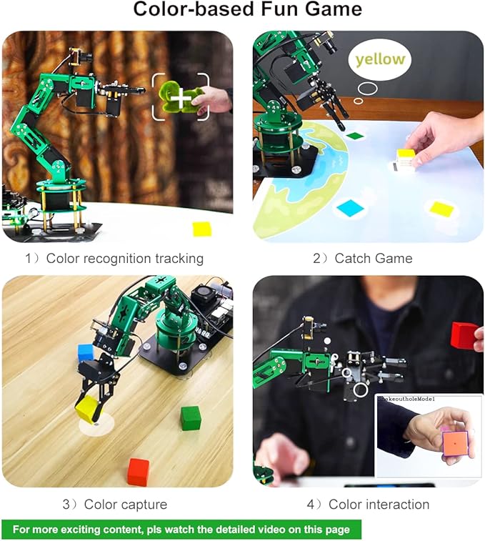 Yahboom Robotics Arm Kit 6DOF with RaspberryPi 5-4GB RAM AI Programmable Electronic DIY Robot Hand Building for Adults ROS Open Source with Gripper(DOFBOT-Pi5-4GB)