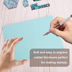 4 Pcs 8.5"x11" Rubber Carving Blocks, A4 Linoleum Blocks, Stamp Carving Blocks for Printmaking, Linocut Artists, Crafts and More,(Blue) by KUKLIPJIM.