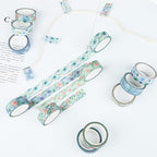 12 Rolls Floral Washi Tape, Blue Rose Flower Masking Tape, Vintage Blue Pink Floral Decorative Tapes for DIY Craft Scrapbook Journals Envelope Thanksgiving Christmas Party Decor Gift Wrapping 16.4FT