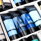 AUREUO Marine Acrylic Paint Set - 8 Ocean Blue Colors 0.71 Fl Oz / 21ml Tubes Aqua Tone Art Paints for Crafts Seascapes, Non-Toxic, Lightfast, High Pigment Artist Paints