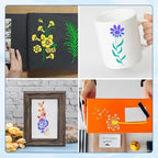 36 Pieces Flower Stencils for Painting on Walls,Reusable Floral Stencils,DIY Craft Drawing Templates Set for Wall Paper Canvas Home Decor