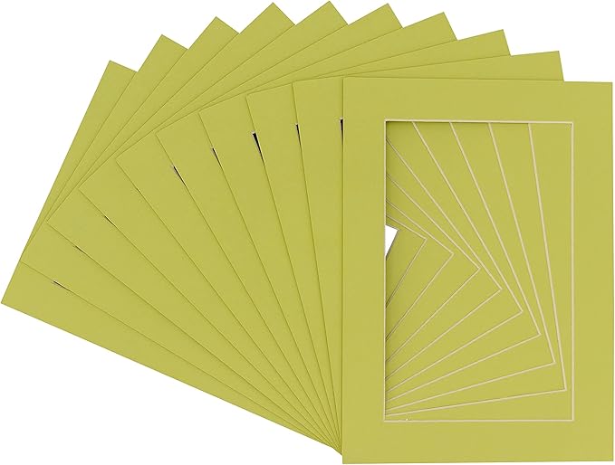 5x7 Mat for 8.5x11 Frame - Precut Mat Board Acid-Free Show Kit with Backing Board, and Clear Bags Pistachio Green 5x7 Photo Matte For a 8.5x11 Picture Frame Matboard for Framing, Pack of 25 Mats