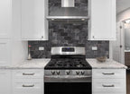 100 Pieces Peel and Stick Backsplash for Kitchen, 3" x 6" PVC Subway Tile 2025 Upgraded Graphite Stone Backsplash Stick on Tile Elevate Kitchen Fireplace RV