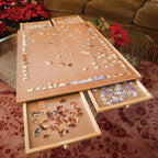 Bits and Pieces Puzzle Board with Drawers – 1000 Piece Jigsaw Puzzle Table Organizer Premium Wooden Puzzle Board for Adults 22.25"x 30" Smooth Non-Slip Surface Portable Puzzle Table with Sorting Trays