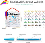 Mooking Acrylic Paint Markers Brush Tip, 36 Colors Acrylic Markers with Automatic Ink Control - 7.1G Large Capacity Quick Drying Waterproof Paint Pens for Rock, Egg, Wood, Fabric, Glass, DIY Crafts