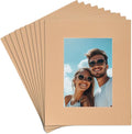 uxcell 10Pcs Picture Mats, 8 x 10 Mat Board Center for 5 x 7 Pictures Acid Free White Core Bevel Cut Frame Mattes for Display Art Measuring, Kraft Paper Color