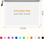 Sooez 36 Pack Mesh Zipper Pouch with Sticky Labels, A4 Mesh Bags Board Game Puzzles Organization Storage, Durable Letter Size File Folders Organizer Teacher School Classroom Office Supplies, Black