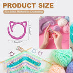 PATIKIL Cat Crochet Stitch Markers, 12 Pack Stitch Marker for Knitting Crocheting Supplies Cute Metal Spiral Knit Clip Ring Counters for Crochet Yarn DIY Crafts, Purple