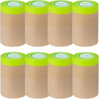 Pre-Taped Painting Masking Paper: 8 Rolls 6 Inch x 50 Feet Tape and Drape Painters Paper, Self-Adhesive Paint Protective Kraft Paper Roll