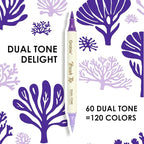 Grabie 120 Colors Dual Tone Brush Tip Acrylic Markers, Dual-Color Paint Markers with 60 Brush Tips, Double Tipped Acrylic Paint Pens for Fabric, Canvas,DIY, Canvas Art Supplies, Set of 60