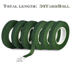 FEPITO 1/2" Wide Dark Green Floral Tapes Florist Tape for Bouquet Stem Wrapping and Floral Crafts,Wedding Bouquet(6 Rolls)