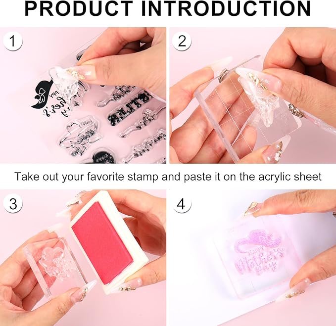 Whaline 4 Sheets Mother's Day Clear Stamps Greeting Words Silicone Transparent Stamps for DIY Craft Card Making Scrapbooking Embossing Album Decor