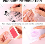 Whaline 4 Sheets Mother's Day Clear Stamps Greeting Words Silicone Transparent Stamps for DIY Craft Card Making Scrapbooking Embossing Album Decor